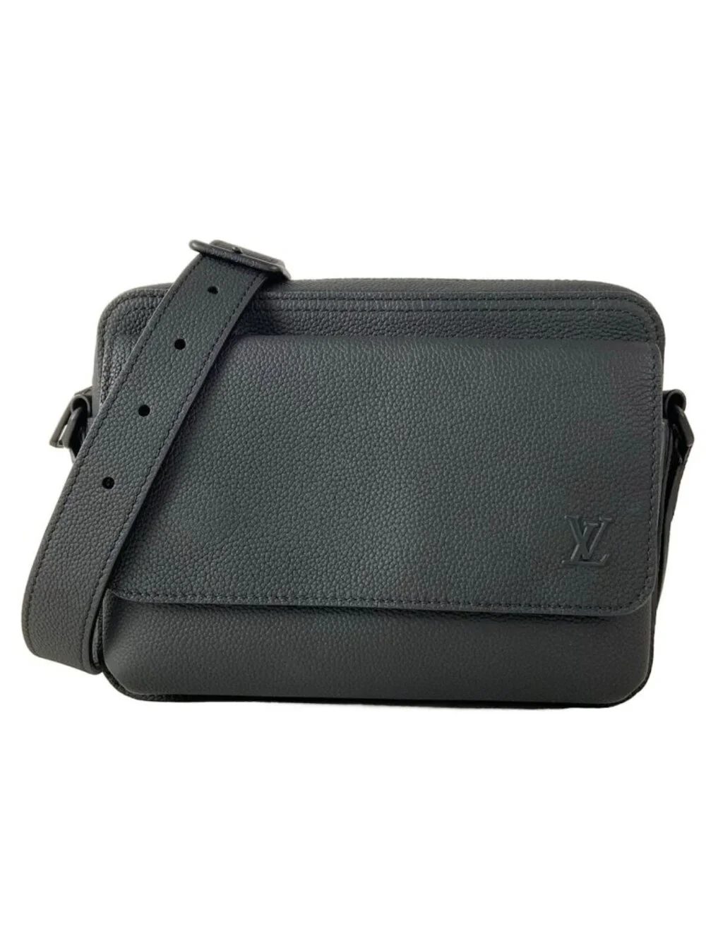 Louis Vuitton Shoulder Bag LV Aerogram Boarding Messenger Black Leather Cowhide